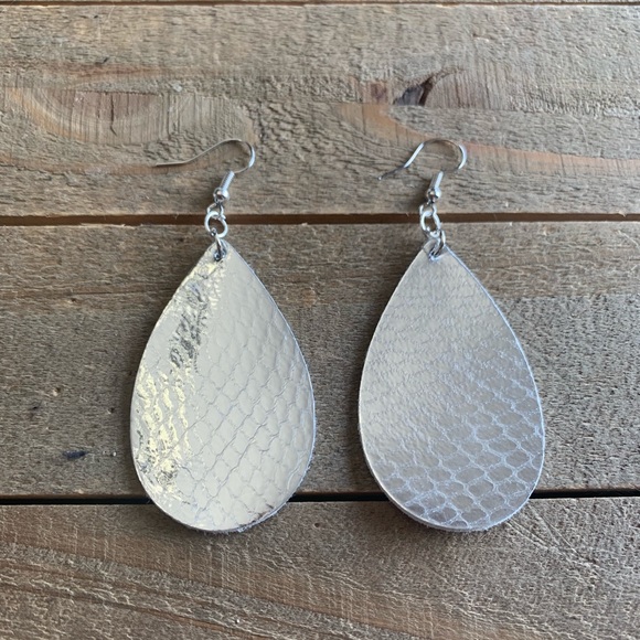 handmade Jewelry - 3 for $25 Handmade Silver Faux Leather Earrings